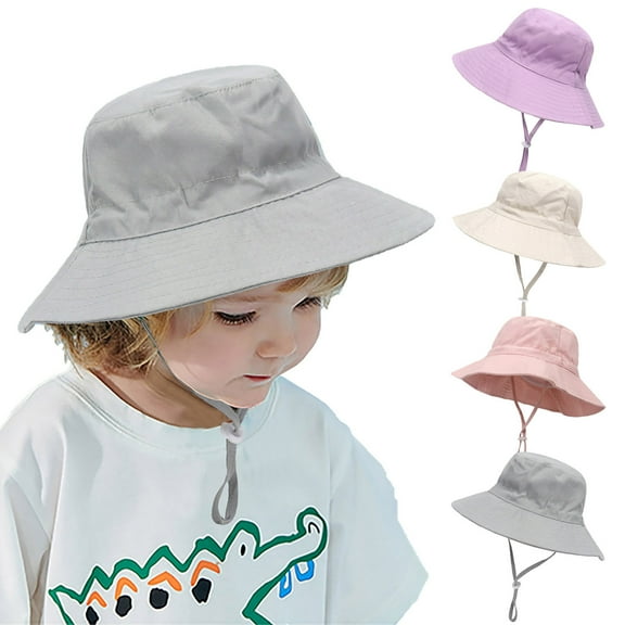 Besolor Toddler Baby Sun Hat Boy Girl Summer Cotton Bucket Hat Kids Adjustable Sun Protection Wide Brim Beach Hat