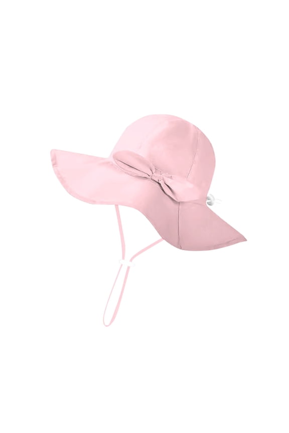 Toddler Baby Girls Sun Hat Summer Cute Bow Wide Brim Bucket Hats Adjustable Cotton Sun Protection Beach Hat