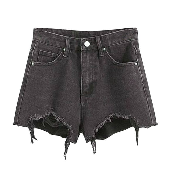 Besolor Jean Shorts for Women High Waisted Stretchy Frayed Raw Hem Denim Shorts Casual Distressed Summer Shorts