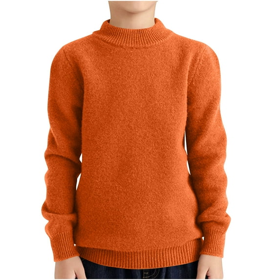 Besolor Kids Fall Winter Knitted Tops Crewneck Long Sleeve Basic Blouse Solid Color Pullover Sweaters for Boys Girls