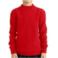 thumbnail image 1 of Besolor Kids Fall Winter Knitted Tops Crewneck Long Sleeve Basic Blouse Solid Color Pullover Sweaters for Boys Girls, 1 of 6