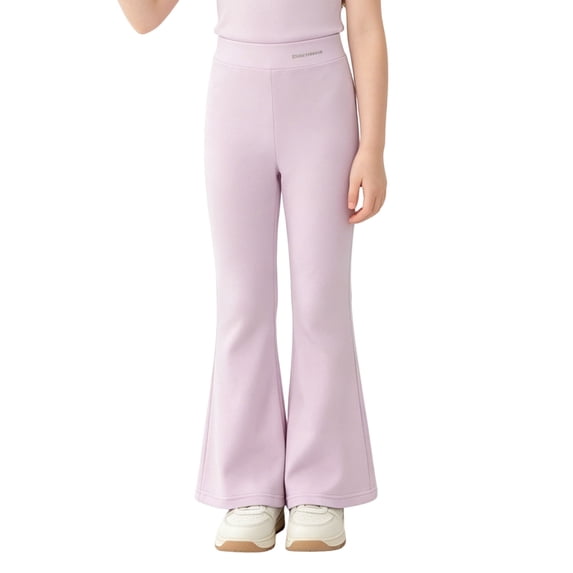 Besolor Kids Girls Flare Pants Elastic High Waisted Casual Comfy Bottom Gym Workout Yoga Pant(10-11 Years,Purple)