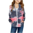 thumbnail image 1 of Besolor Kids Tie-Dye Sweatshirts Fall Casual Zip up Long Sleeve Hoodies Boys Girls Cute Baggy Clothes with Pockets, 1 of 2