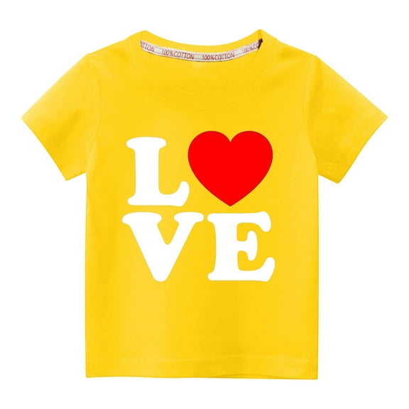 Besolor Kids Valentine's Day Shirts Toddler Boys Girls Summer T-Shirt Casual Short Sleeve Crewneck Graphic Tee Tops