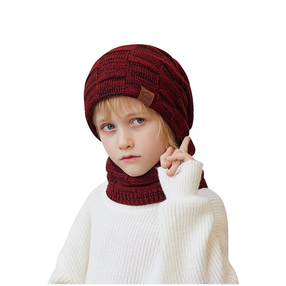 Besolor Kids Winter Hat Scarf Set,Girls Boys Toddler Knit Beanie Neck Warmer Gaiter Mittens Fleece Lined Set