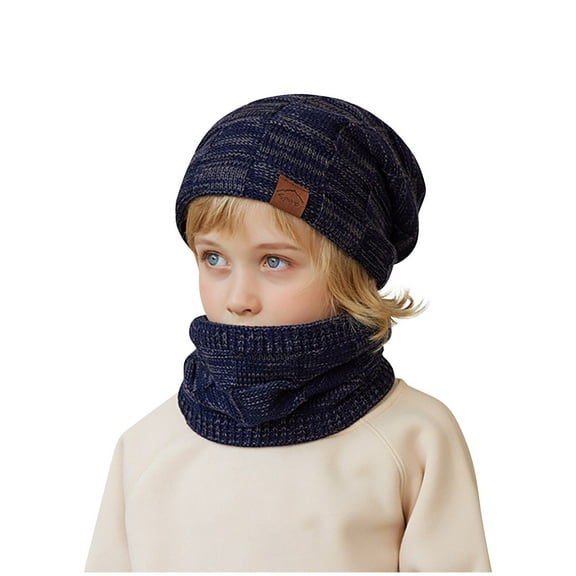 Besolor Kids Winter Hat Scarf Set,Girls Boys Toddler Knit Beanie Neck Warmer Gaiter Mittens Fleece Lined Set