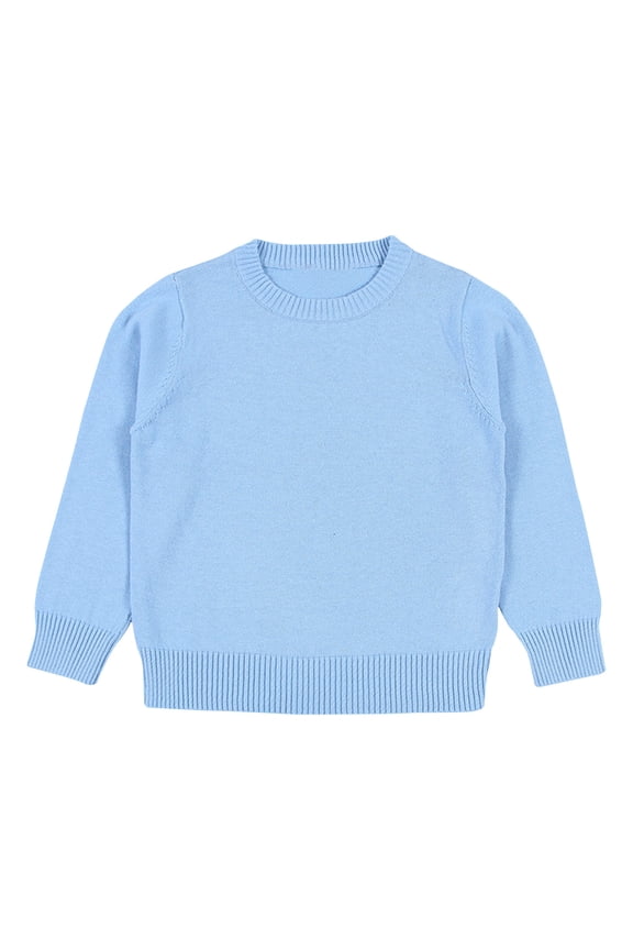 Knit Sweaters for Boys Girls Fall Winter Long Sleeve Crewneck Undershirts Kids Comfy Solid Pullover Shirts