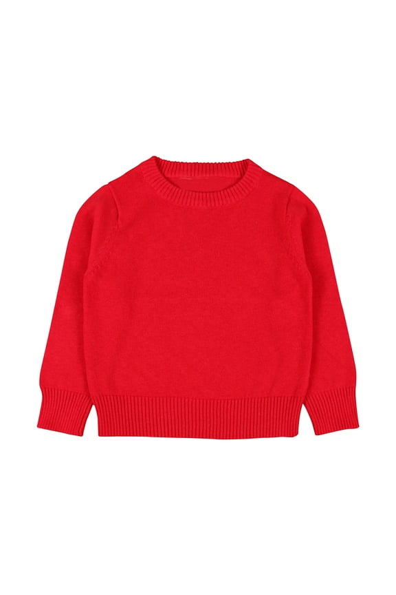 Knit Sweaters for Boys Girls Fall Winter Long Sleeve Crewneck Undershirts Kids Comfy Solid Pullover Shirts