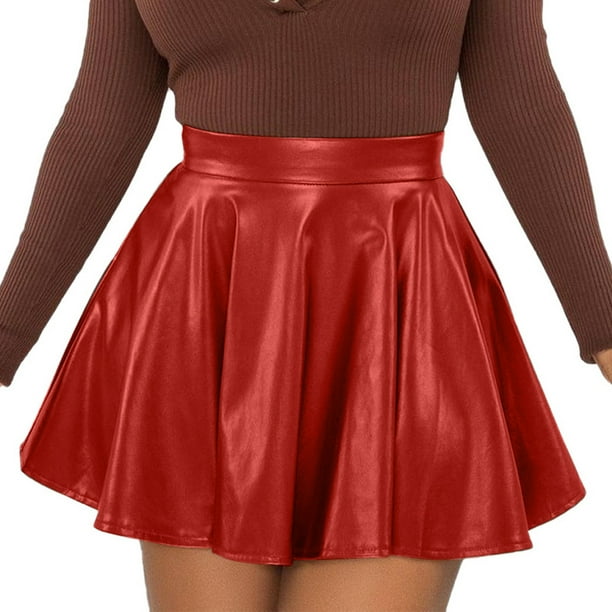 Plus size leather pleated skirt best sale