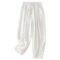 thumbnail image 1 of Besolor Linen Taper Pants for Women Trendy Summer Beach Lounge Pants Cotton Blend Loose Casual Trousers with Pockets White, 1 of 7