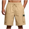 thumbnail image 1 of Besolor Men Cargo Shorts Wide Leg High Waisted Elastic Drawstring Casual Loose Outdoor Workout Hiking Knee Length Shorts with Pockets(Small,Khaki), 1 of 7