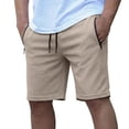 thumbnail image 1 of Besolor Men Running Shorts Casual Loose Drawstring Elastic Waist Wide Leg Summer Workout Short Pants with Zipper Pockets(XX-Large,Khaki), 1 of 5