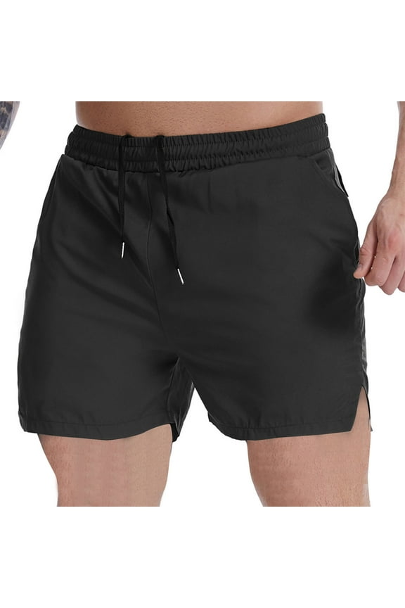 Men's Running Shorts Drawstring Quick Dry Lightweight Side Split Workout Gym Athletic Shorts with Pockets