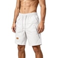 thumbnail image 1 of Besolor Men's Cargo Shorts Wide Leg Casual Loose Outdoor Running Hiking Drawstring Elastic Waist Knee Length Shorts with Pockets(X-Large,White), 1 of 7