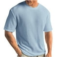 thumbnail image 1 of Besolor Men's Casual T-Shirts Big and Tall Knit Short Sleeve Crewneck Solid Knitted Pullover Basic Tees Tops, 1 of 5