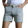 thumbnail image 1 of Besolor Men's Cotton Sports Shorts Casual Elastic Waist Drawstring Athletic Gym Sweat Plus Size Shorts with Pockets, 1 of 1