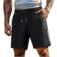 thumbnail image 1 of Besolor Men's Running Shorts Drawstring Elastic Waisted Lightweight Breathable Quick Dry Workout Outdoor Shorts with Pocket(X-Large,Black), 1 of 7