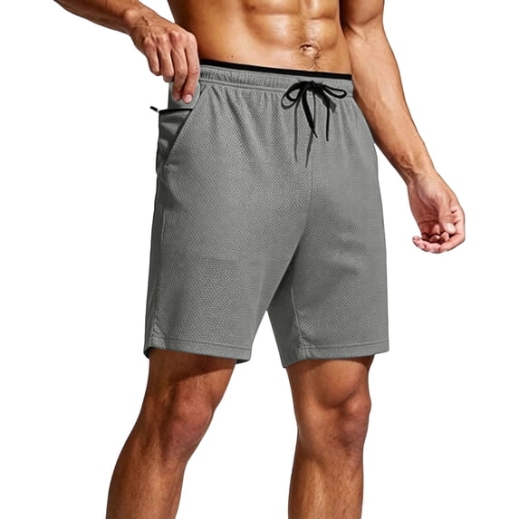 Besolor Men's Running Shorts Elastic Drawstring Waisted Summer Lightweight Quick Dry Workout Shorts with Pocket(Small,Gray)