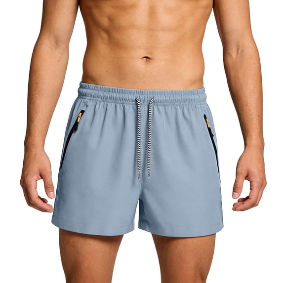 Besolor Men's Running Shorts Summer Lightweight Quick Dry Athletic Workout Drawstring Elastic Waist Shorts with Zipper Pockets(X-Small,Gray)