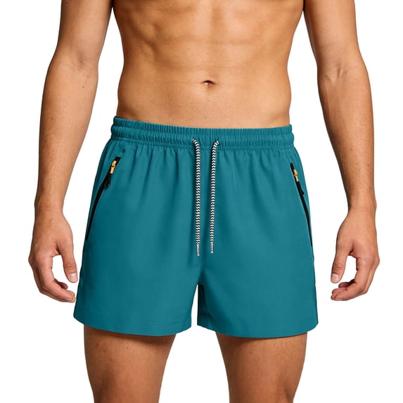 Besolor Men's Running Shorts Summer Lightweight Quick Dry Athletic Workout Drawstring Elastic Waist Shorts with Zipper Pockets(X-Small,Sky Blue)
