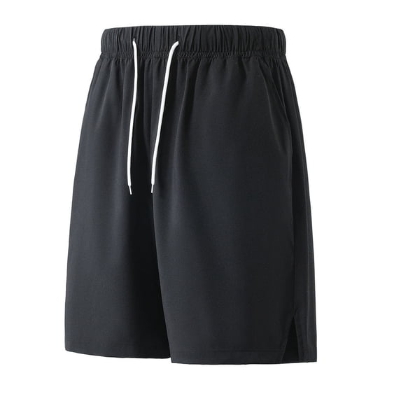 Besolor Men's Running Shorts Wide Leg Elastic Waist Drawstring Casual Loose Athletic Workout Shorts with Pockets(Large,Black)