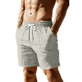 thumbnail image 1 of Besolor Men's Shorts Cotton Linen Wide Leg Elastic Waisted Lightweight Breathable Thin Casual Summer Shorts with Pockets(Medium,Gray), 1 of 6