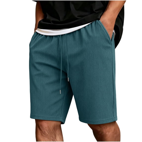 Besolor Men's Shorts Summer Casual Knee Length Elastic Waisted Drawstring Loose Workout Half Pants with Pockets(X-Large,Green)