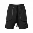 thumbnail image 1 of Besolor Men's Summer Cargo Shorts Drawstring Elastic Waist Wide Leg Casual Loose Workout Athletic Short Pants with Pocket(Large,Black), 1 of 7