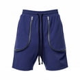 thumbnail image 1 of Besolor Men's Summer Cargo Shorts Drawstring Elastic Waist Wide Leg Casual Loose Workout Athletic Short Pants with Pocket(X-Large,Navy), 1 of 6