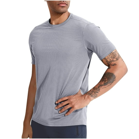 Besolor Men's Summer Workout Tops Crewneck Short Sleeve Mesh Quick Dry Gym Tee Breathable Fitness Athletic T-Shirt