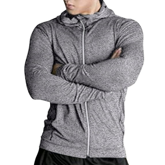 Besolor Men's Sweatshirt Long Sleeve Zipper Hoodies Casual Lightweight Solid Color Workout Gym Fitness Tops