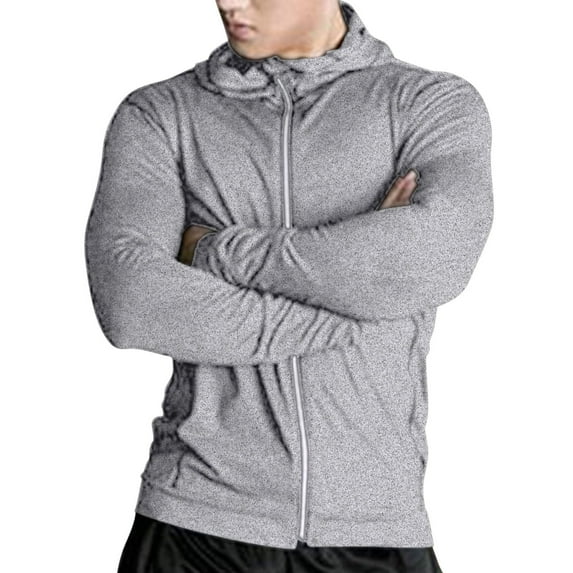 Besolor Men's Sweatshirt Long Sleeve Zipper Hoodies Casual Lightweight Solid Color Workout Gym Fitness Tops