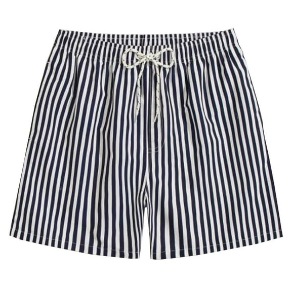 Besolor Men's Swim Trunks Summer Beach Board Shorts Striped Quick Dry Swimsuit Bathing Suits with Mesh Lining