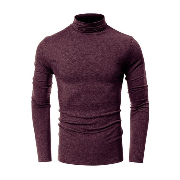 Besolor Men's Turtleneck Undershirt Casual Slim Fitted Stretchy Long Sleeve Basic Shirts Lightweight Pullover Tops