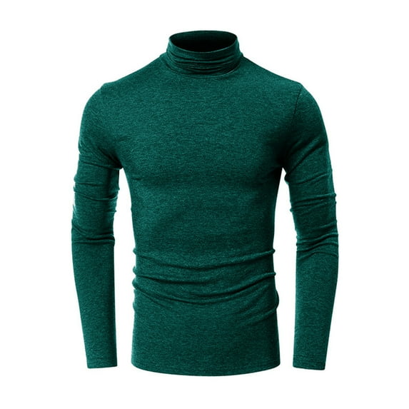 Besolor Men's Turtleneck Undershirt Casual Slim Fitted Stretchy Long Sleeve Basic Shirts Lightweight Pullover Tops
