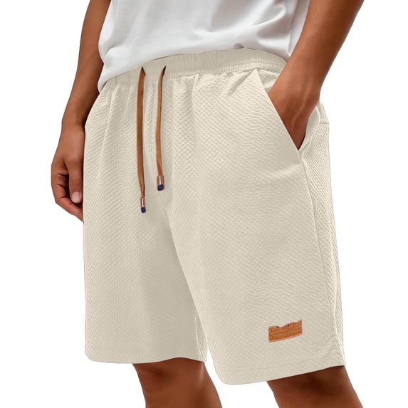 Besolor Men's Workout Shorts Wide Leg Elastic Waisted Drawstring Casual Loose Athletic Running Shorts with Pockets(XX-Large,Beige)