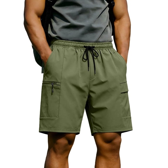 Besolor Men's Workout Shorts Wide Leg High Waist Elastic Drawstring Lightweight Casual Fitness Training Shorts with Multi Pockets(XX-Large,Green)