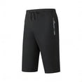 thumbnail image 1 of Besolor Mens Athletic Shorts Knee Length Lightweight Quick Dry Running Workout Drawstring Elastic Waist Shorts with Zipper Pockets(X-Small,Black), 1 of 6