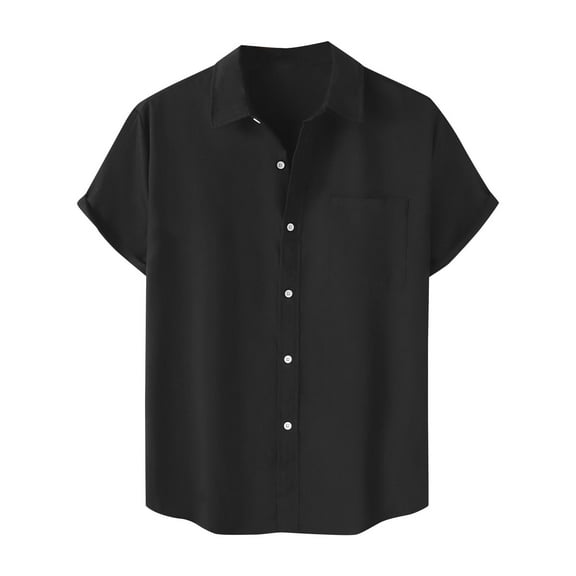 Besolor Mens Button down Shirts Lapel Short Sleeve Summer Dress Shirts Casual Loose Beach Vacation Tops Tee
