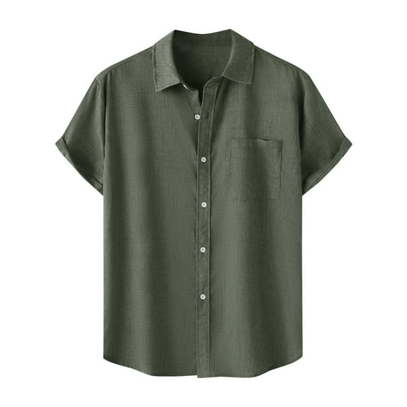 Besolor Mens Button down Shirts Lapel Short Sleeve Summer Dress Shirts Casual Loose Beach Vacation Tops Tee