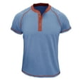 thumbnail image 1 of Besolor Mens Casual Summer Shirts Crewneck Button up Short Sleeve Loose Fitted Wicking Workout Tops Blouse, 1 of 4