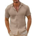 thumbnail image 1 of Besolor Mens Linen Button down Shirts Casual Collared Short Sleeve Basic Tops Summer Vacation Beach Shirts, 1 of 5