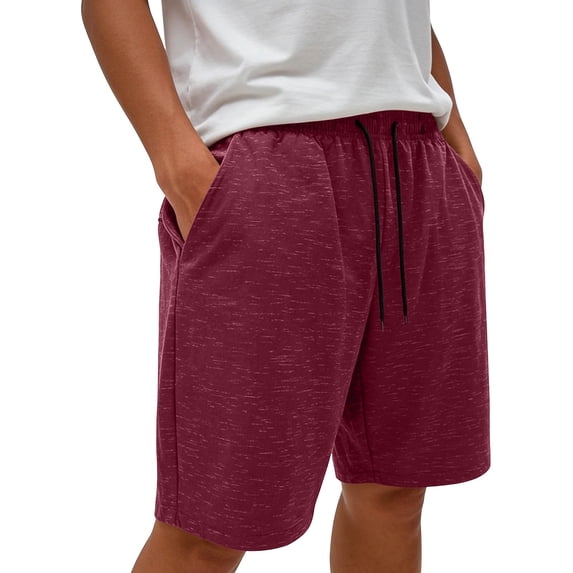 Besolor Mens Running Shorts Summer Wide Leg Elastic Waist Drawstring Casual Loose Fitness Training Shorts with Pockets(X-Large,Wine)