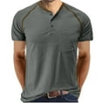 thumbnail image 1 of Besolor Mens Short Sleeve Golf Tops Crew Neck Button Summer Shirts Casual Solid Color Classic Tee Blouse, 1 of 5