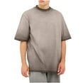 thumbnail image 1 of Besolor Mens Short Sleeve Shirt Washed Distressed Loose Crewneck Tops Summer Casual Workout Tee Shirt, 1 of 9