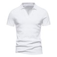 thumbnail image 1 of Besolor Mens Short Sleeve T-Shirt Collared V-Neck Casual Summer Big and Tall Shirt Gym Workout Athletic Tees, 1 of 5