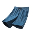 thumbnail image 1 of Besolor Mens Shorts Summer Lightweight Breathable Thin Workout Running Elastic Waist Drawstring Shorts with Pockets(XX-Large,Dark Blue), 1 of 7