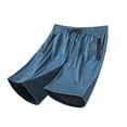 thumbnail image 1 of Besolor Mens Shorts Summer Lightweight Breathable Thin Workout Running Elastic Waist Drawstring Shorts with Zipper Pockets(Medium,Dark Blue), 1 of 7