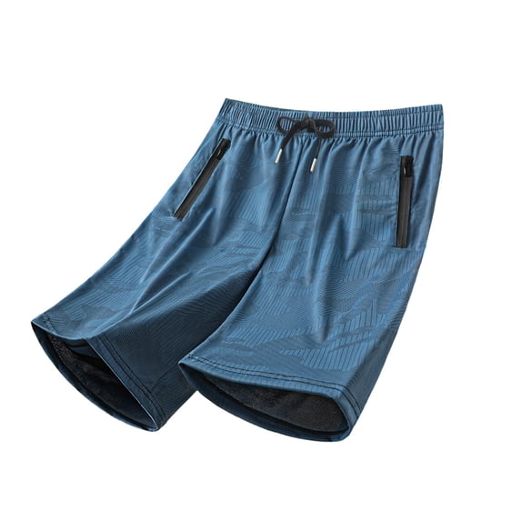 Besolor Mens Shorts Summer Lightweight Breathable Thin Workout Running Elastic Waist Drawstring Shorts with Zipper Pockets(Medium,Dark Blue)