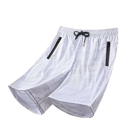 Besolor Mens Shorts Summer Lightweight Breathable Thin Workout Running Elastic Waist Drawstring Shorts with Zipper Pockets(X-Small,White)